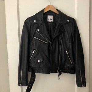 Lab Leather w/sherpa collar biker jacket (NWOT)